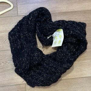 Elegant Black Knit Infinity Scarf